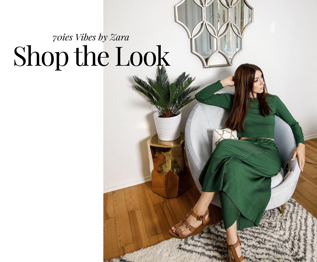 blogger zara green knit 70ies