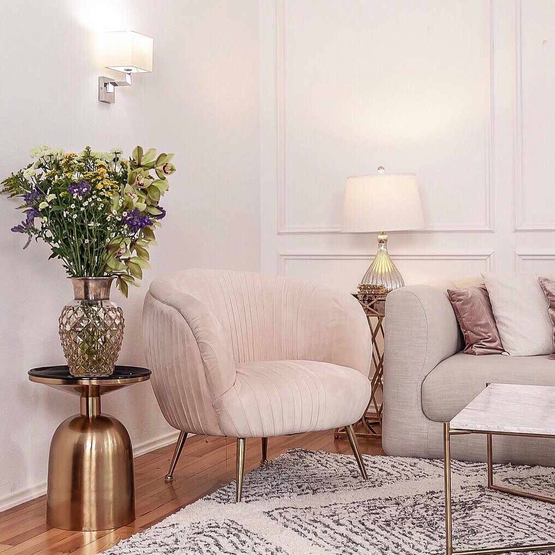20er Jahre Kare Wohnzimmer Interior Trend Gold rosa